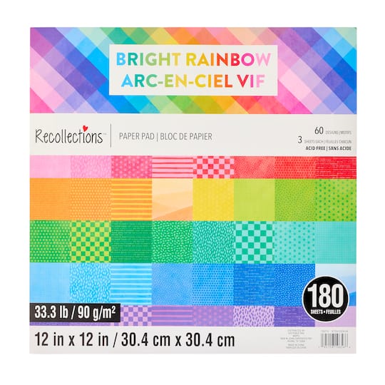 12" x 12" Bright Rainbow Paper Pad by Recollections™, 180 Sheets